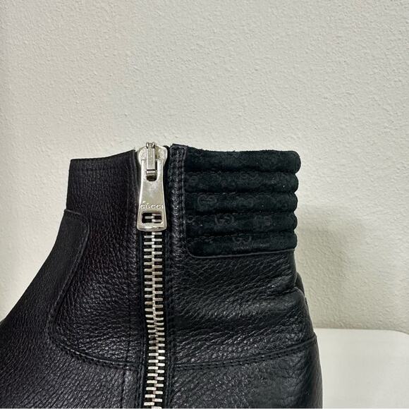 Gucci GG Black Leather Ankle Boots Women's size 38 - Picture 11 of 12